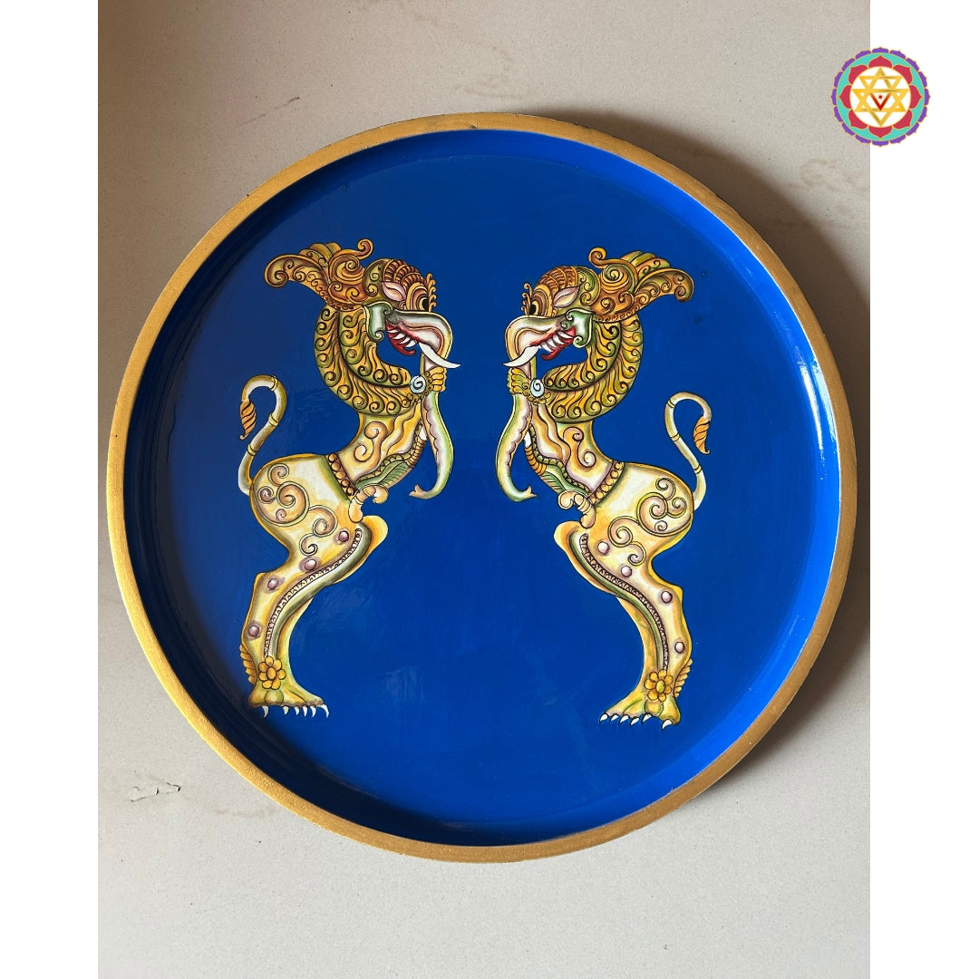 close-up of yali face and narasimha carving in traditional temple style