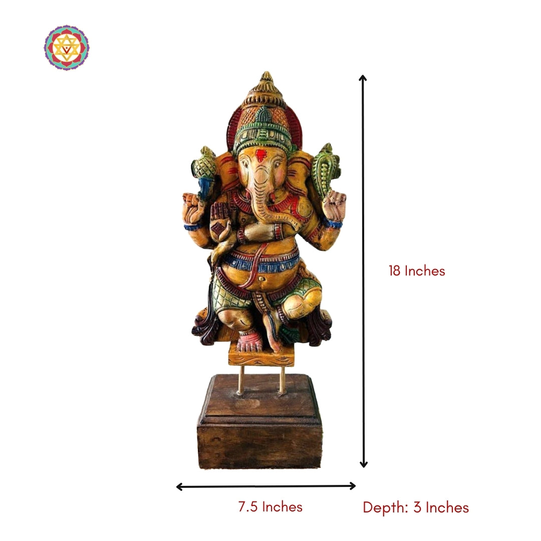 Hand Carved Dancing Ganesha on stand ,table top