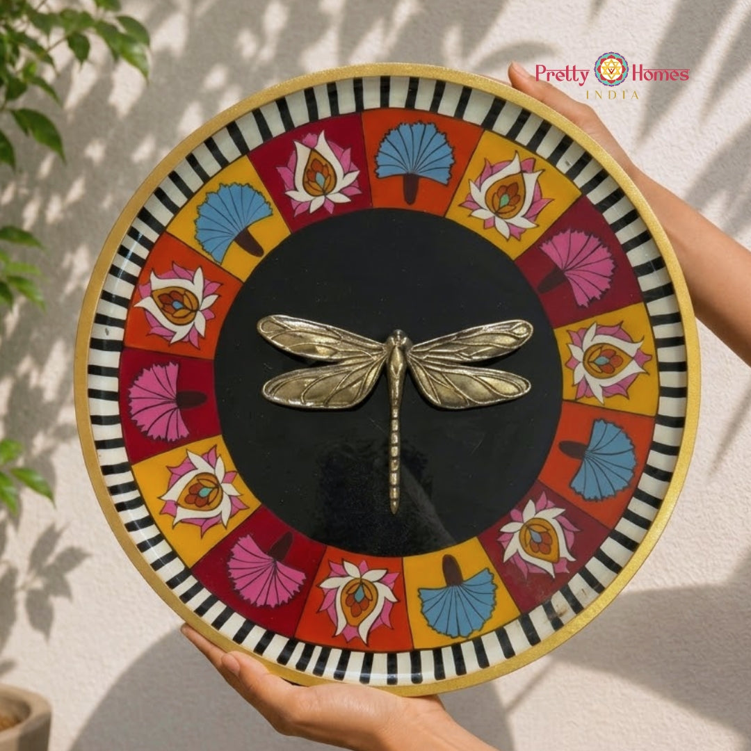 Grace in Motion – Brass Dragonfly Handpainted Wall Plate
