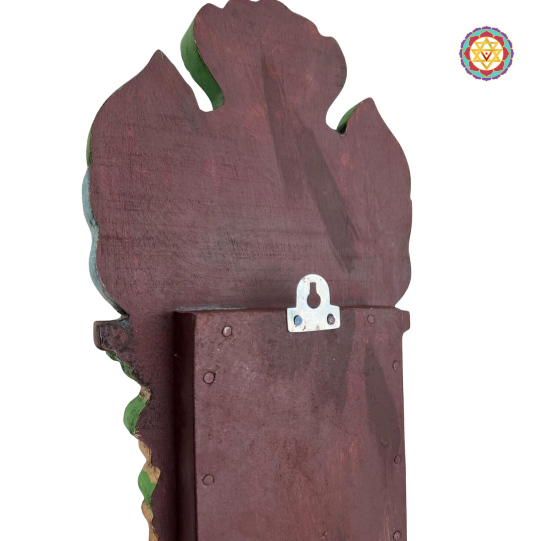 vintage temple art inspired wooden shelf for idol display