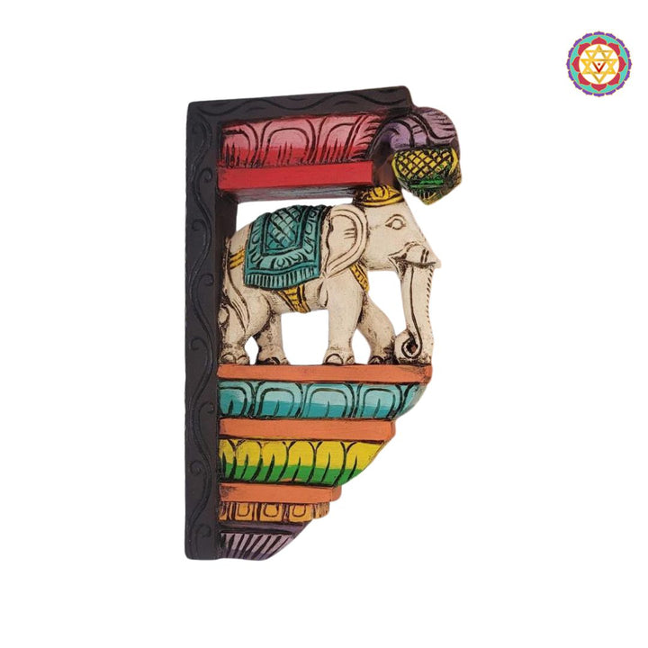 wood-carved up elephant brackets rustic white