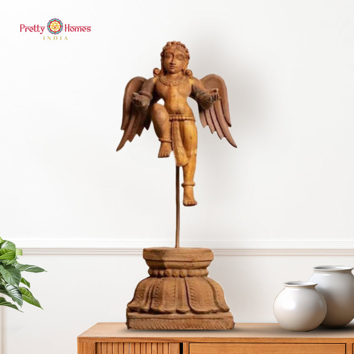 Woodcarved Gandharva /Indian Angel sculpture - Single