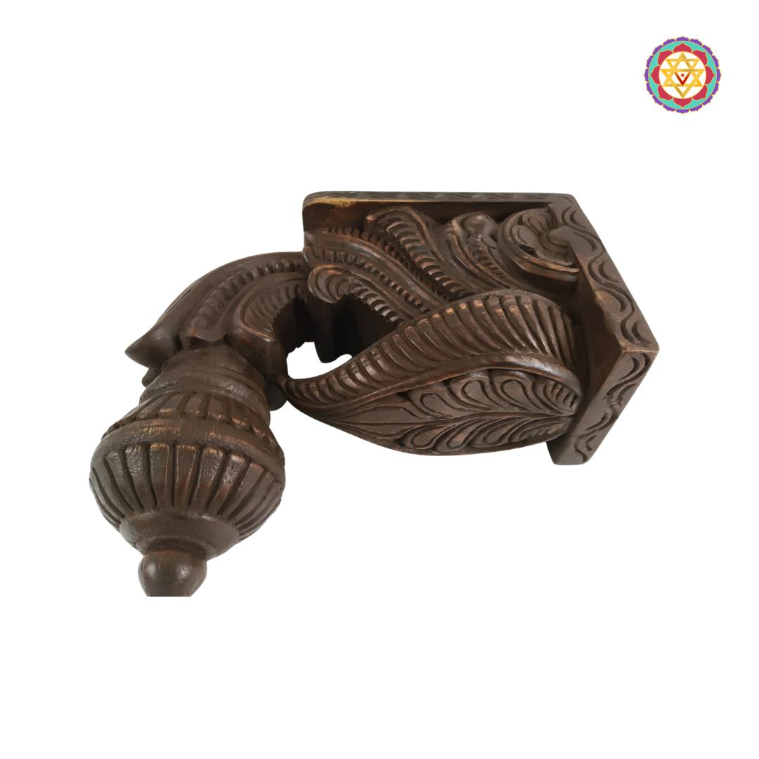 “12 inch Chettinad style Bodhil wooden wall bracket with polish finish”