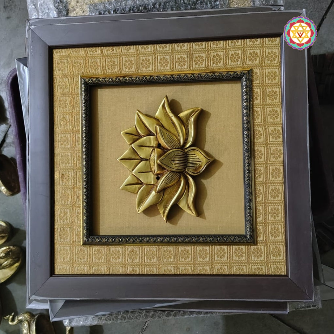 Decorative brass lotus wall hanging for Indian interiors