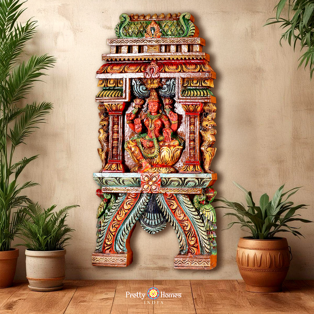Multicolour kavadi wall hanging featuring Goddess Lakshmi