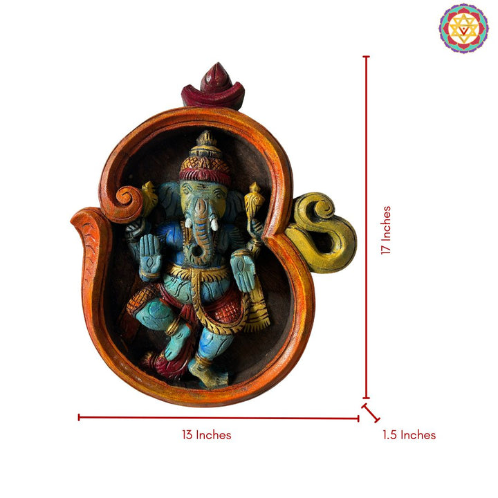 woodcarved exclusive om shaped blessing Ganesha wall frame