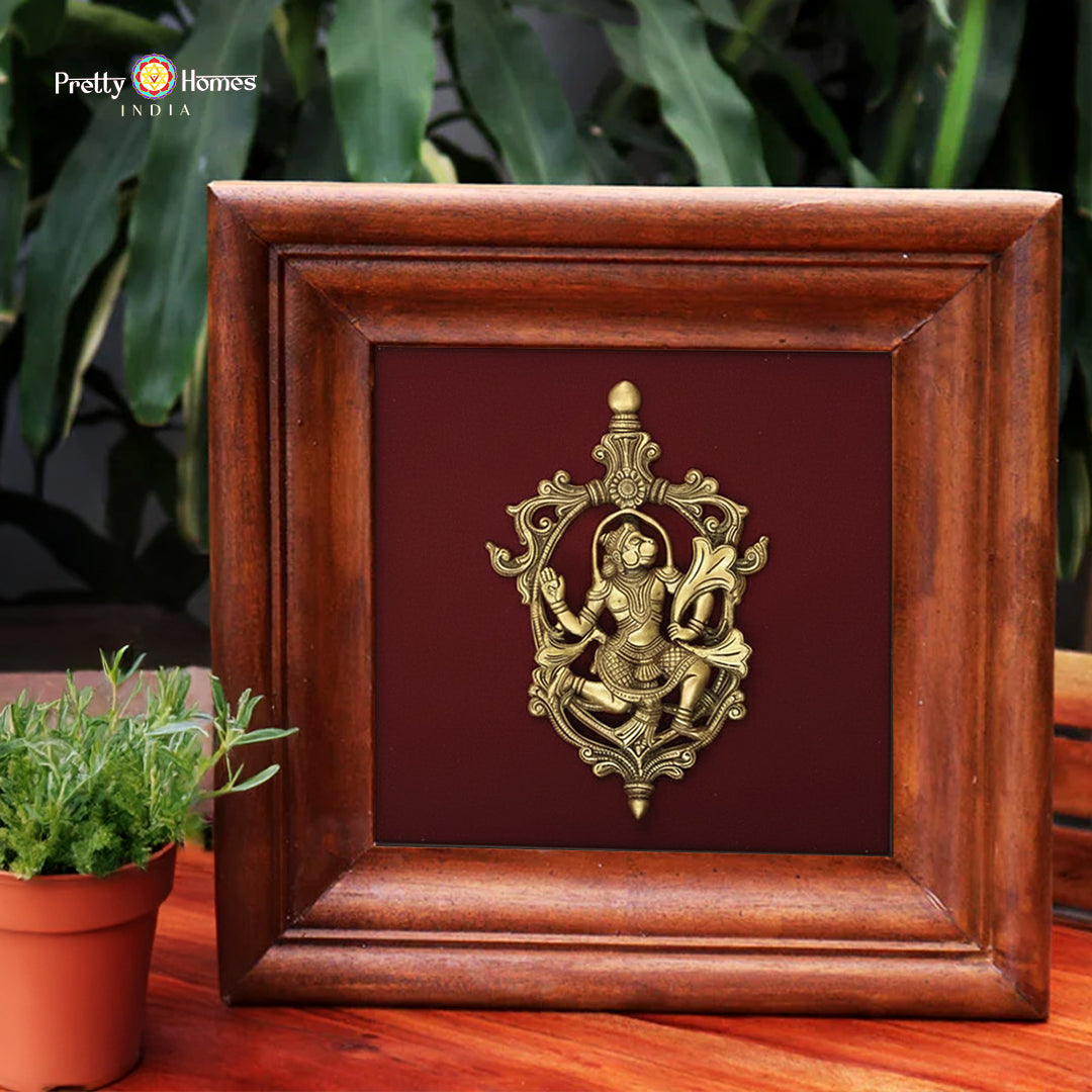 Auspicious brass Hanuman wall art for pooja room