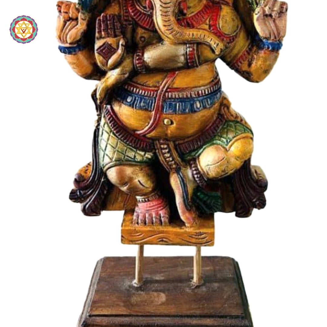 Hand Carved Dancing Ganesha on stand ,table top