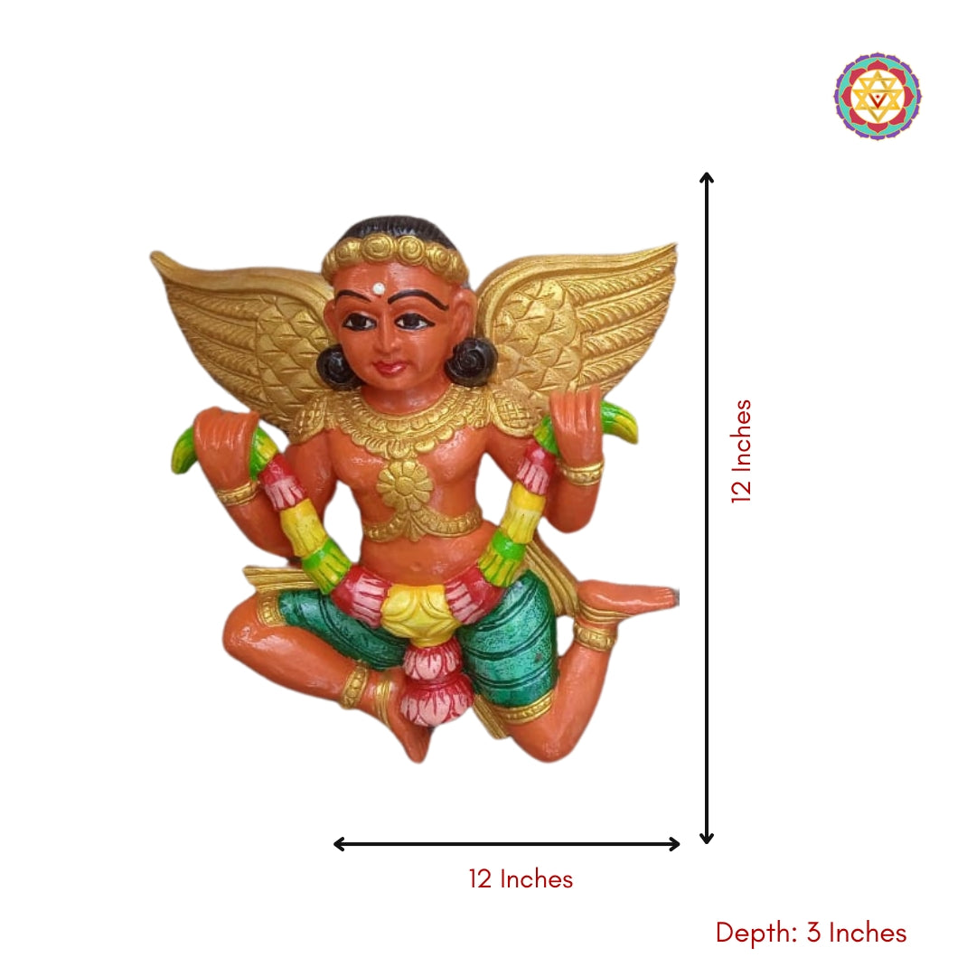 Woodcarved Gandharva /Indian Angel sculpture .Wall mountable (Single)