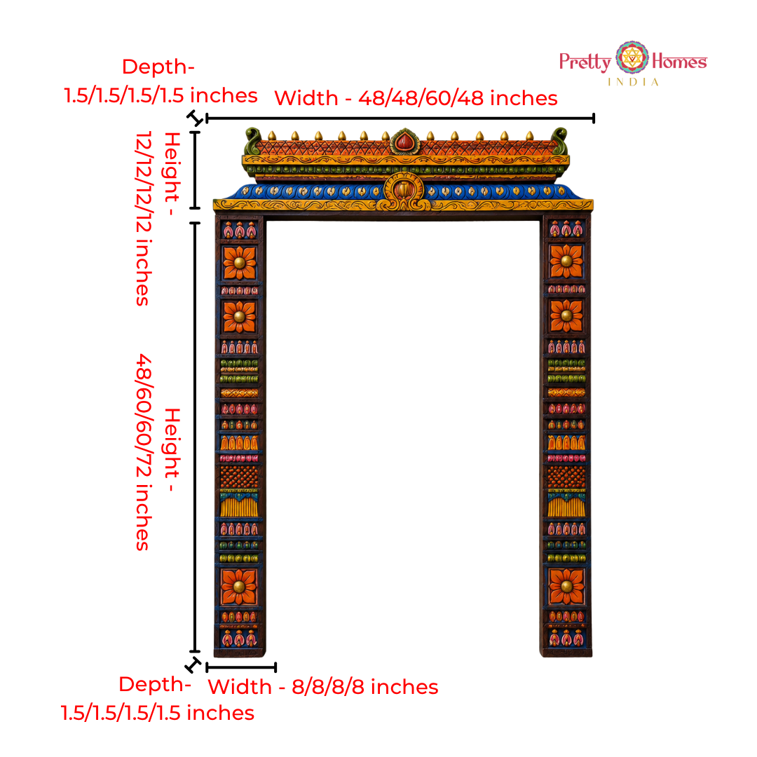 Multicolour Chettinad-Style Gopuram with Pillars