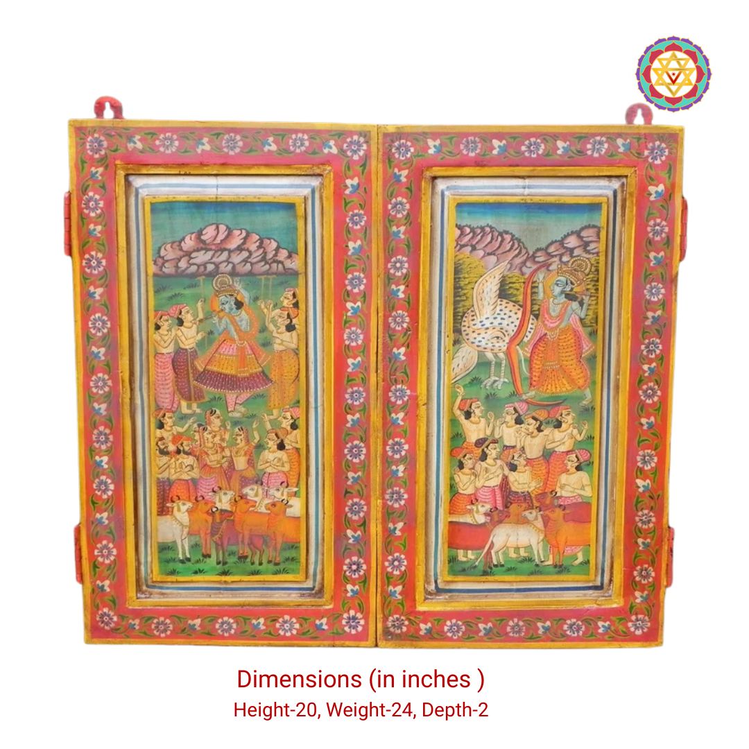 Pichwai style & Decorative Wooden Window Panel -table top /wall mountable
