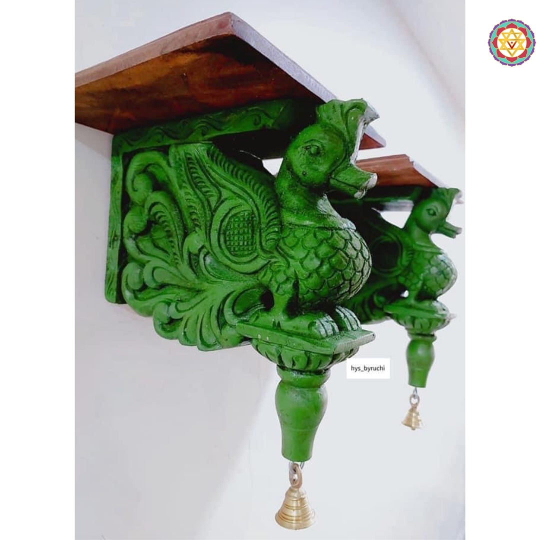 Full view of wooden annam swan bracket showing complete floral design and detailed carving