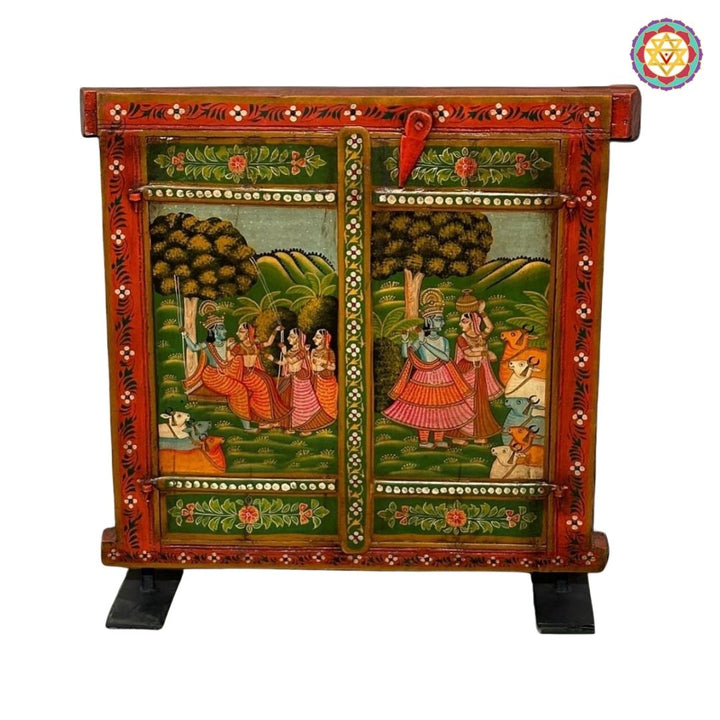 Pichwai-Inspired Decorative Wooden Window Panel -table top /wall mountable