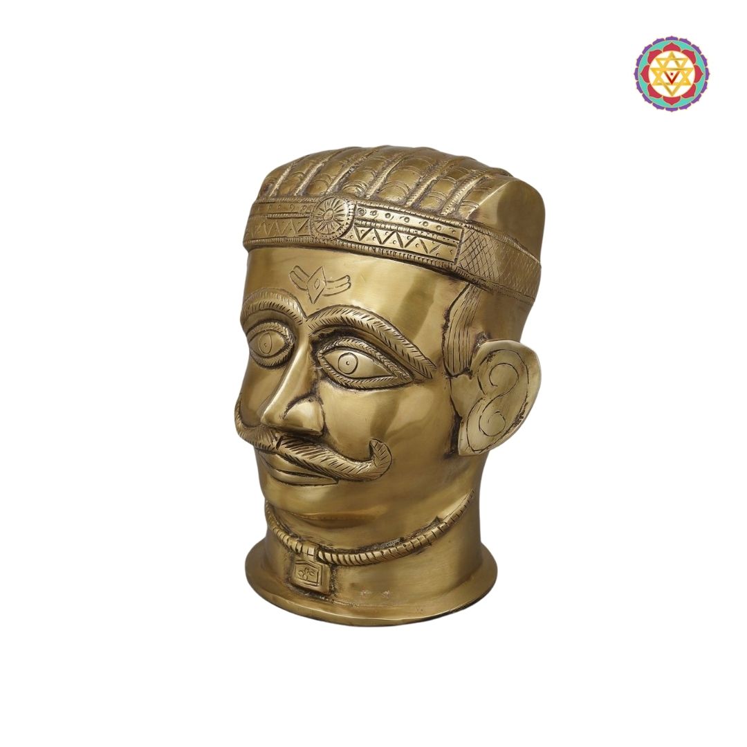 Elegantly handcrafted with intricate detailing, this 8.5-inch Brass Shiva Face
