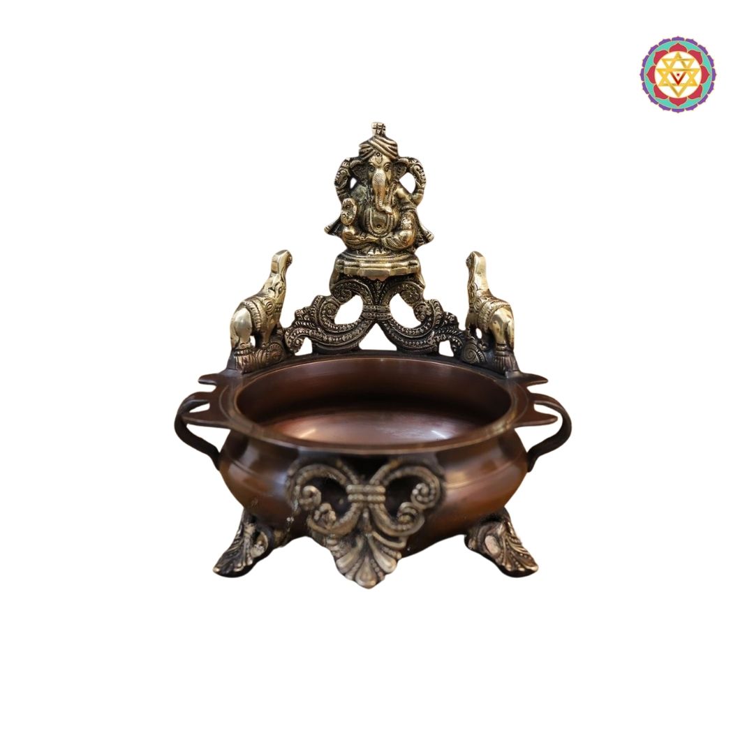 rear view of urli showing smooth copper finish and craftsmanship