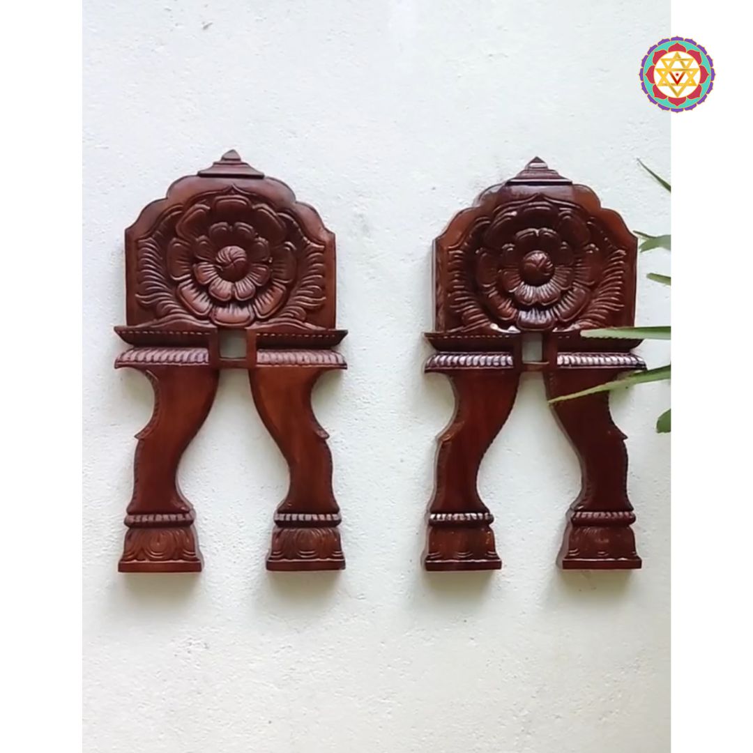 Wood carved floral  Kavadi design wall hanging