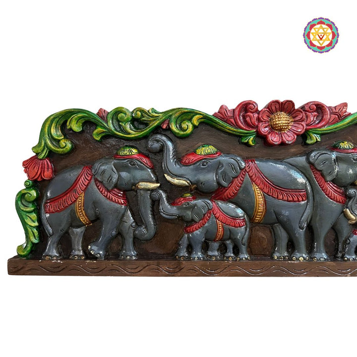 Side view of mahogany elephant wall hanging