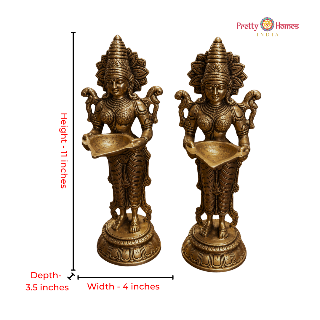 Handcrafted Deepam Lady – Welcoming Lady in Superfine Brass (Single)