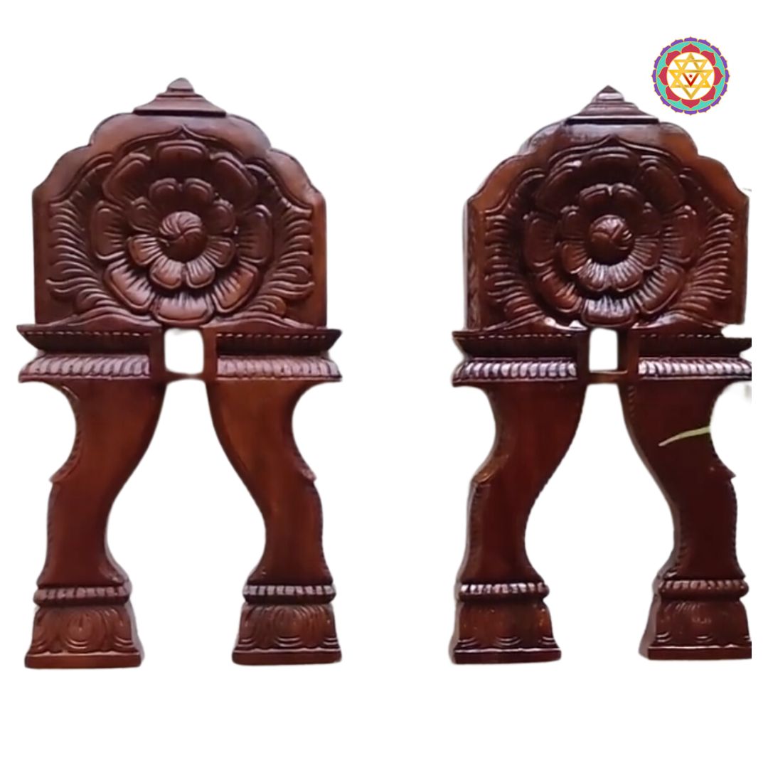 Wood carved floral  Kavadi design wall hanging