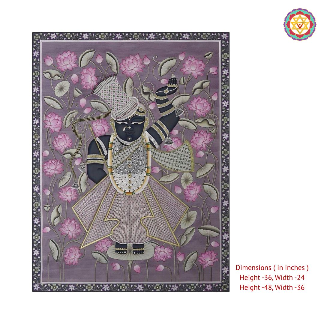 Aesthetic Shrinathji on a Lotus Pond – Handpainted Pichwai Masterpiece