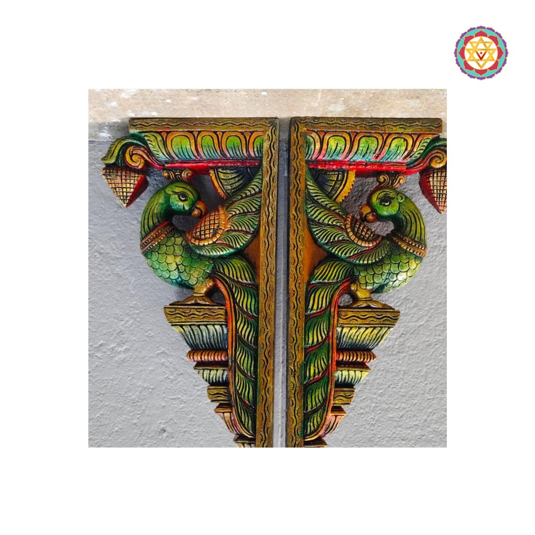 Handcrafted parrot wall hanging with antique wooden finish