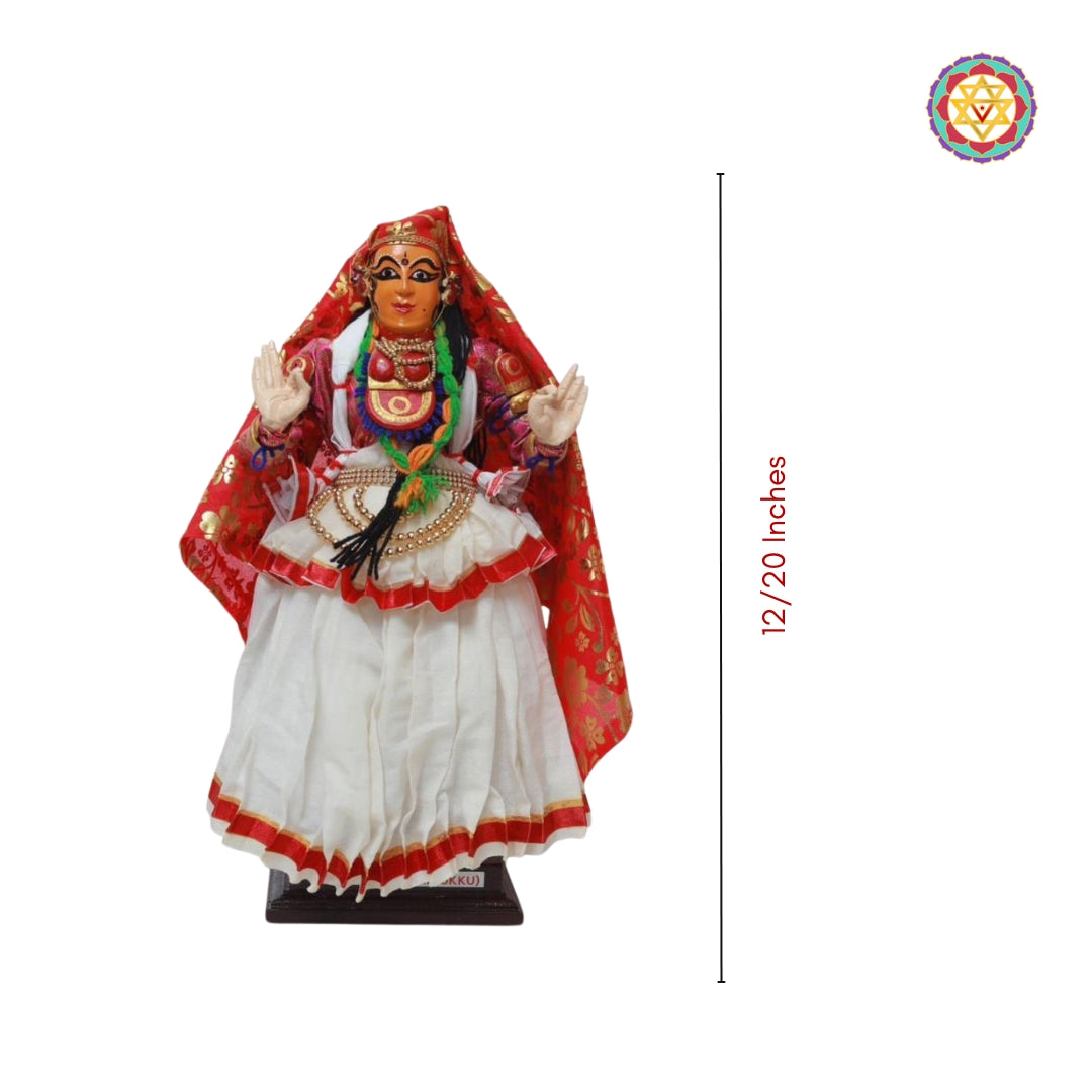 Kathakali Figurine - Handmade Traditional Decorative Wooden miniature Kathakali Doll (Rukmini)