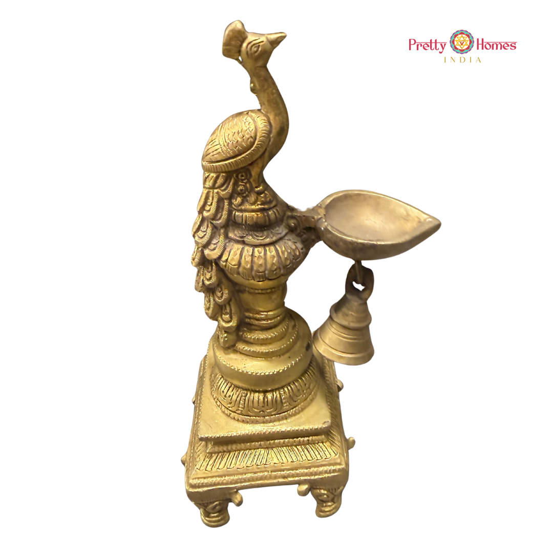 Handcrafted Brass Peacock Tabletop Lamp