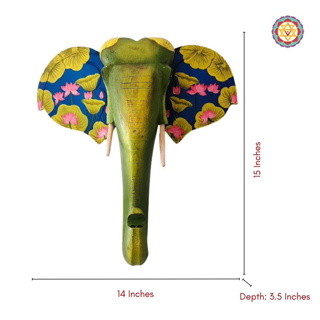 Decorative elephant head wall hanging symbolizing wisdom and power