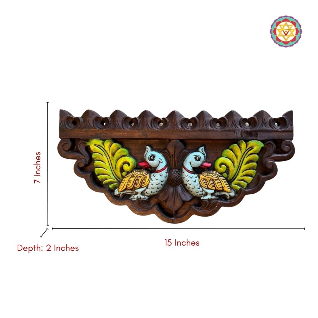 Artisan-crafted annam wall shelf with smooth polish and decorative patterns