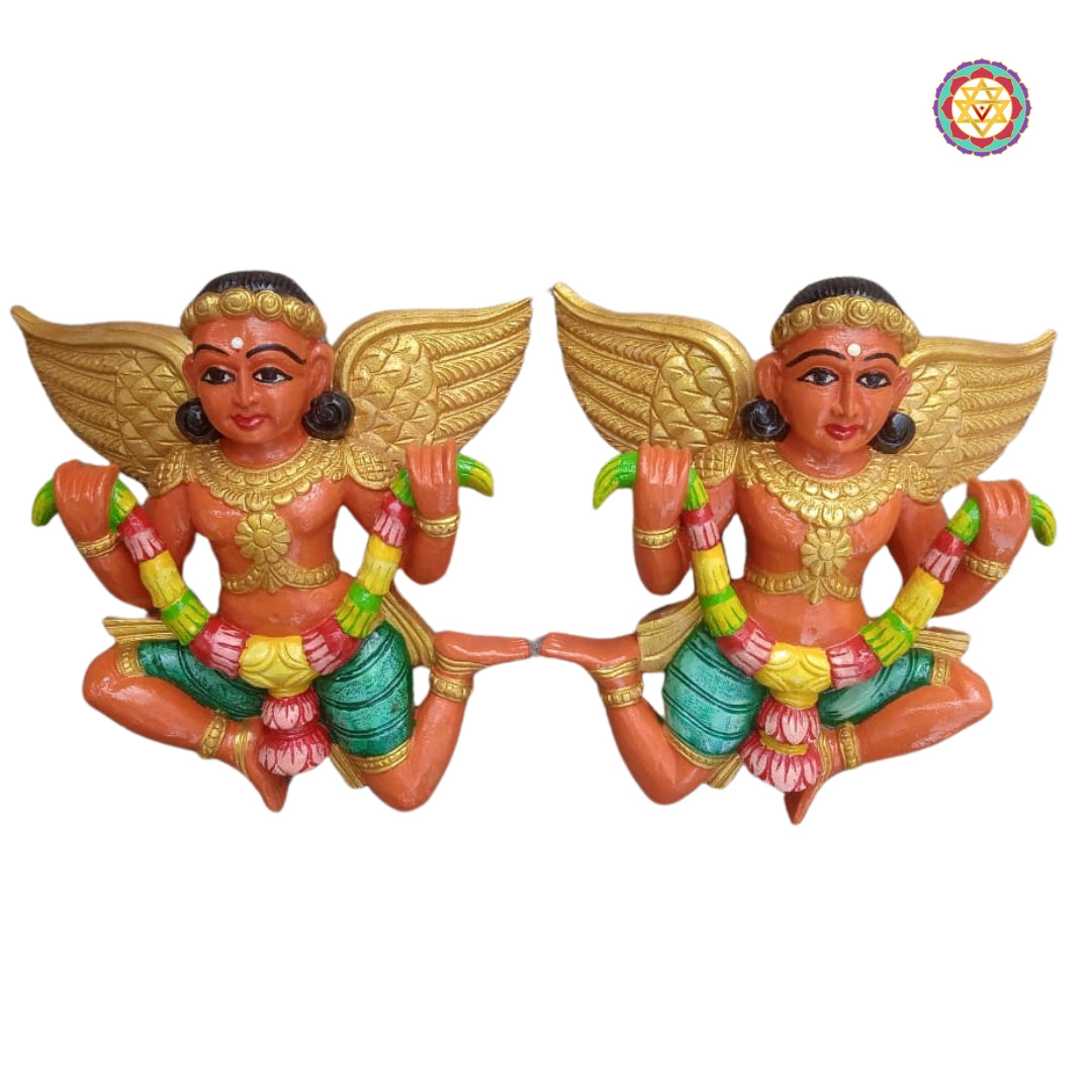 Woodcarved Gandharva /Indian Angel sculpture .Wall mountable (Single)