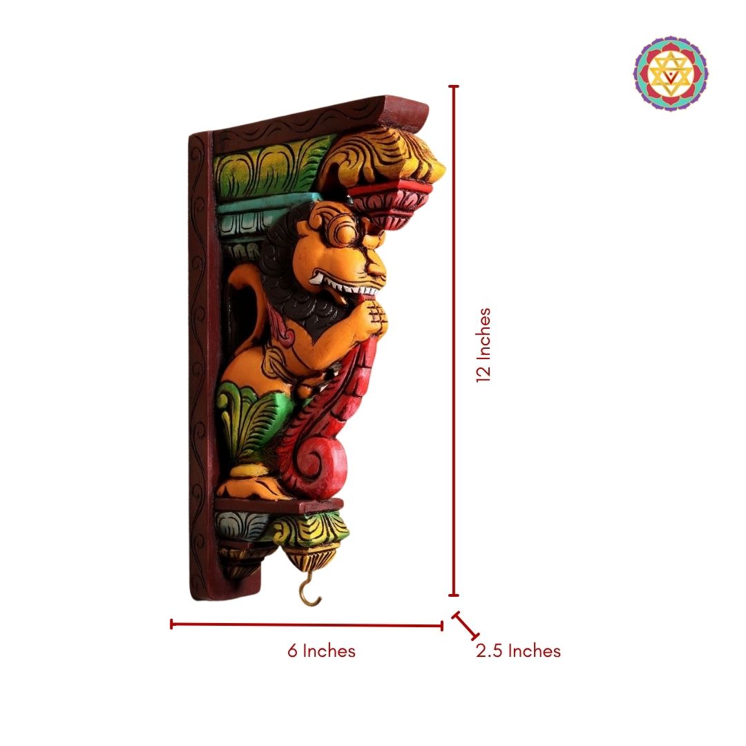 12 inches woodcarved multicolour -yali /yali brackets /corbels (each)