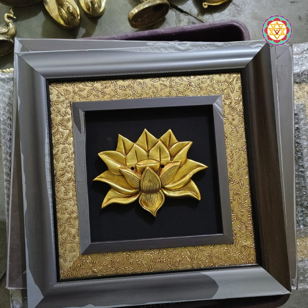 Traditional brass lotus wall art handcrafted by artisans