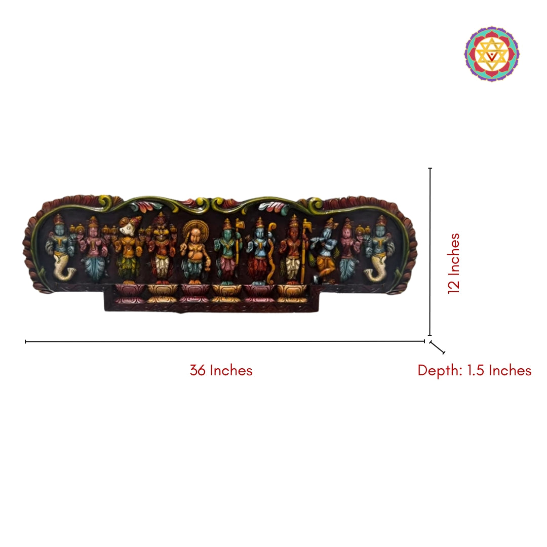 Dimensions of Dashavatar wood panel – 36x12 inches