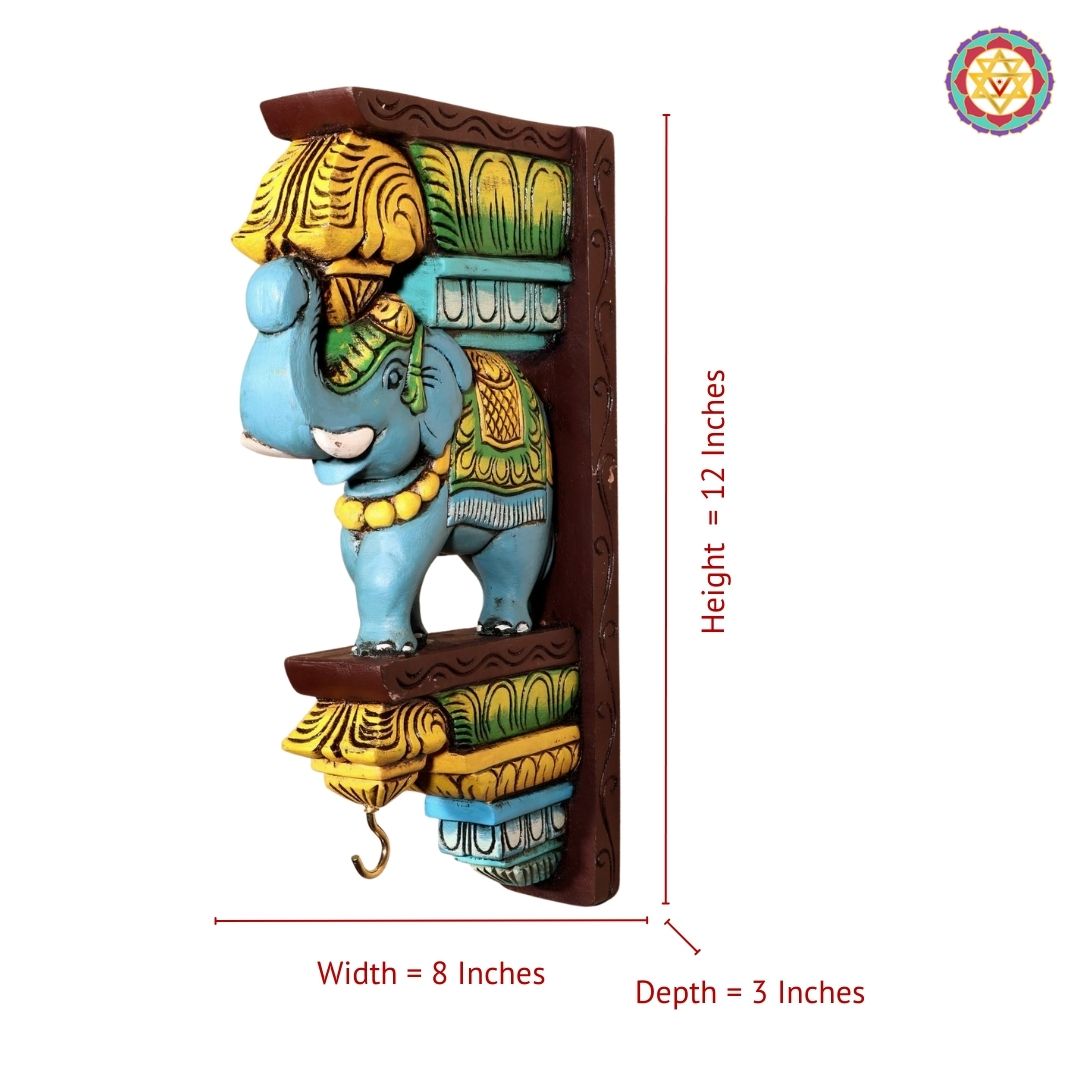 Traditional elephant wooden corbels with polished handpainted finish