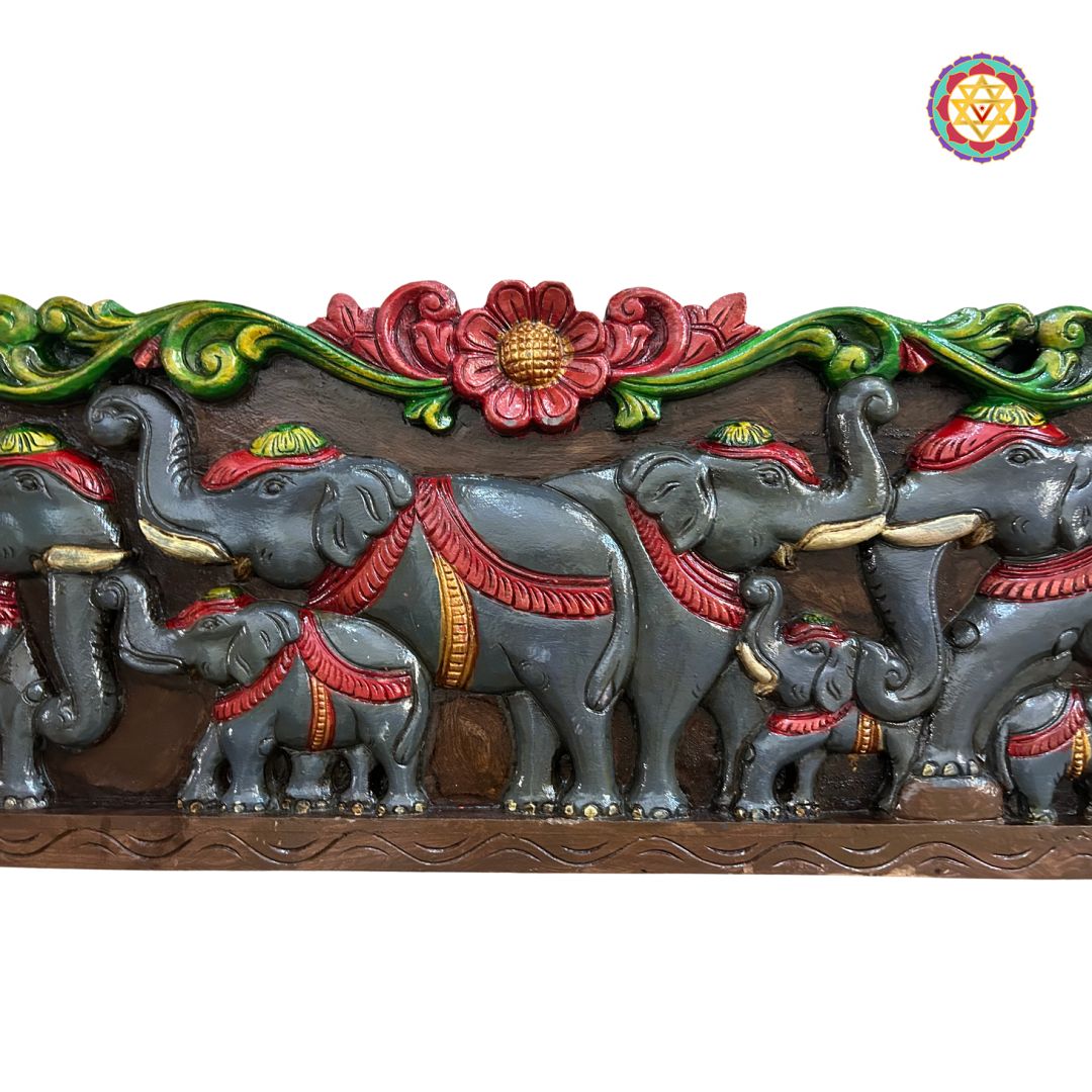 Close-up of elephant carving details

