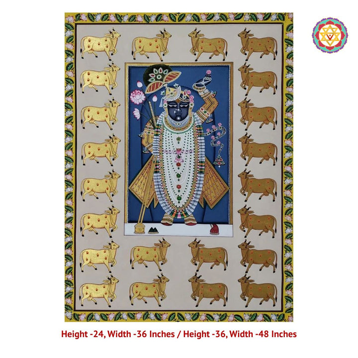 Handpainted pichwai-Divine Shrinathji – Pichwai with Gold Accents