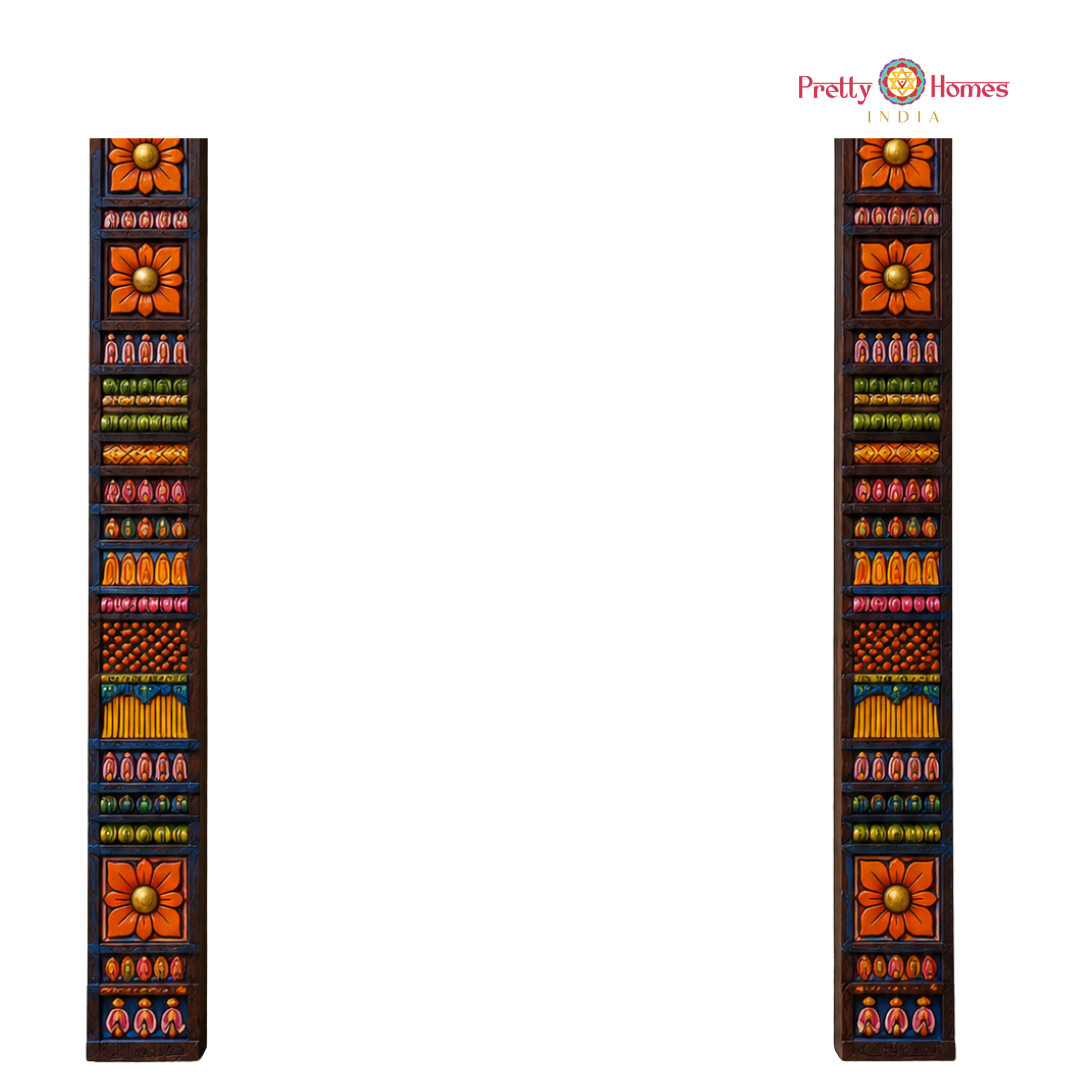 Multicolour Chettinad-Style Gopuram with Pillars