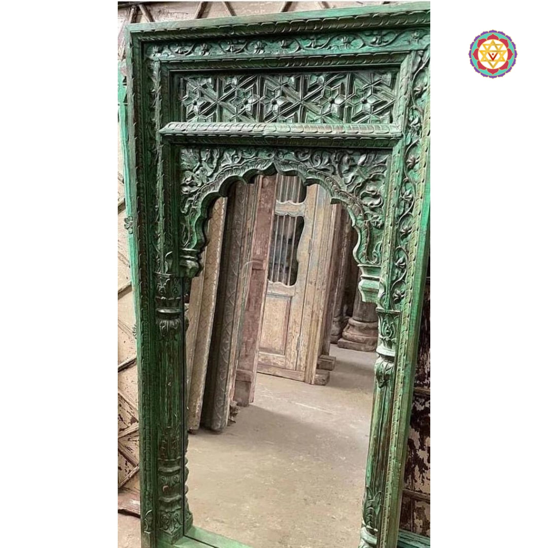 Handcarved wooden Jharokha Style Mirror