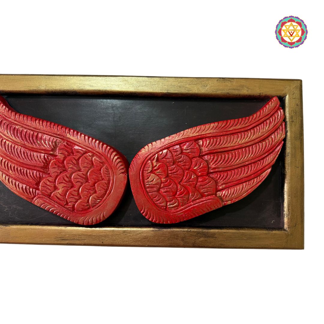 Rustic Elegance – Woodcarved Angel Wings Frame Wall Decor