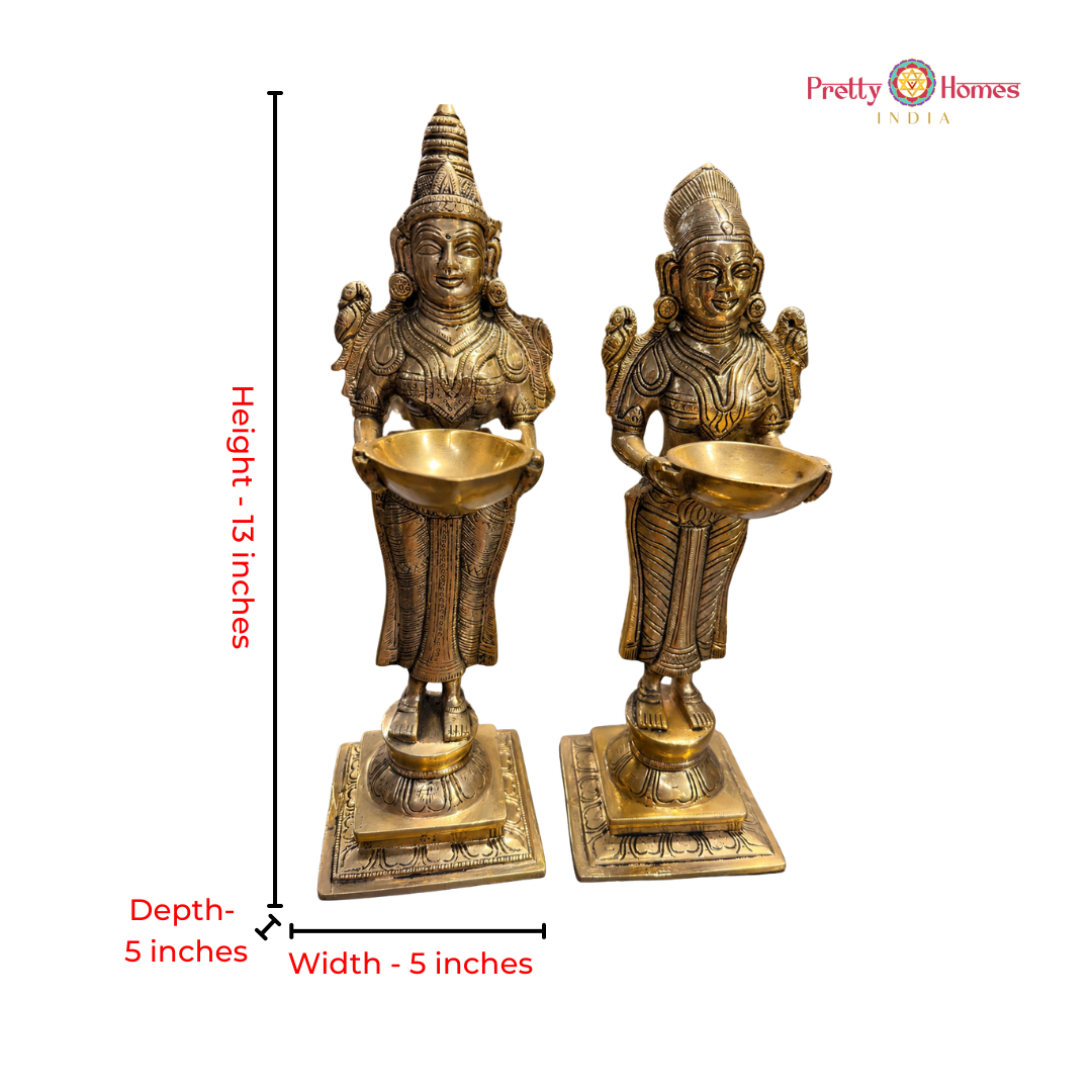 Handcrafted Deepam Lady – Welcoming Lady in Superfine Brass (Single)
