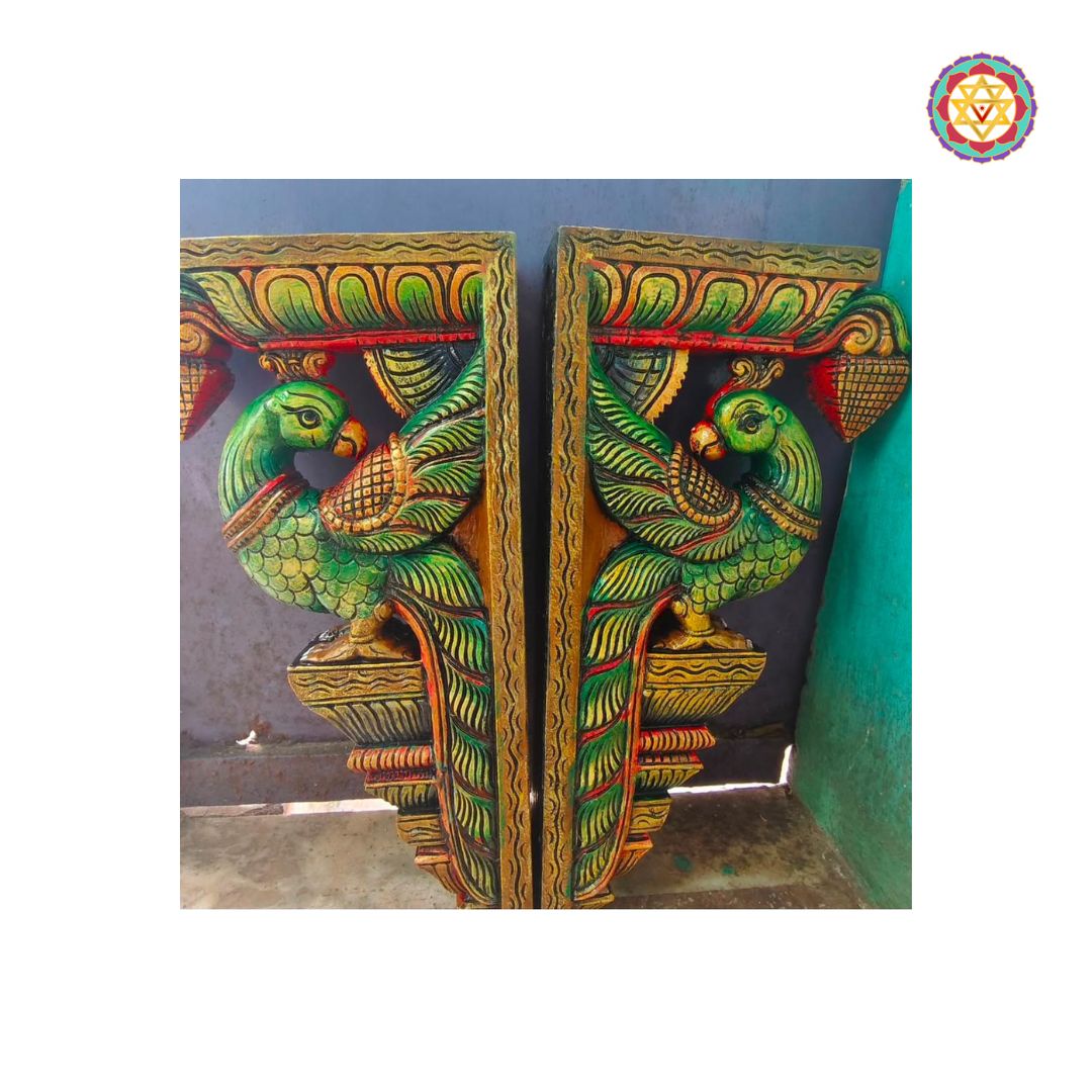 Close-up of parrot carving showing fine detailing and texture