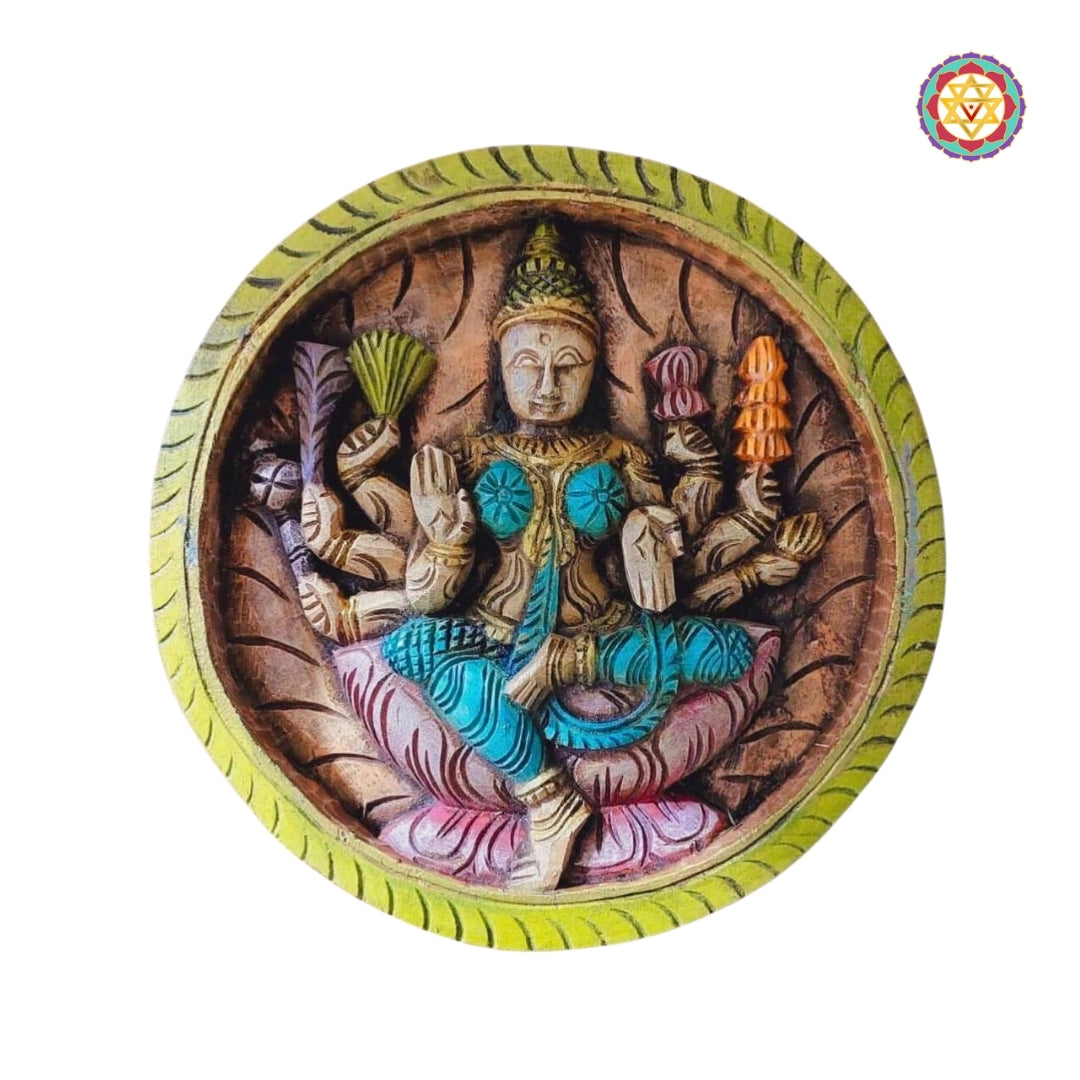 Set of Asthalaxmi Carved Round Panels (Set Of 8)