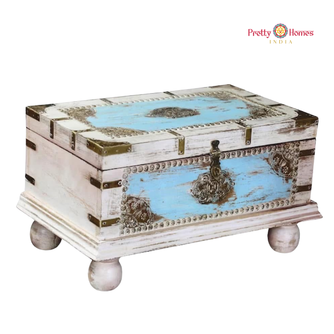 Wooden Trunk with Brass Work