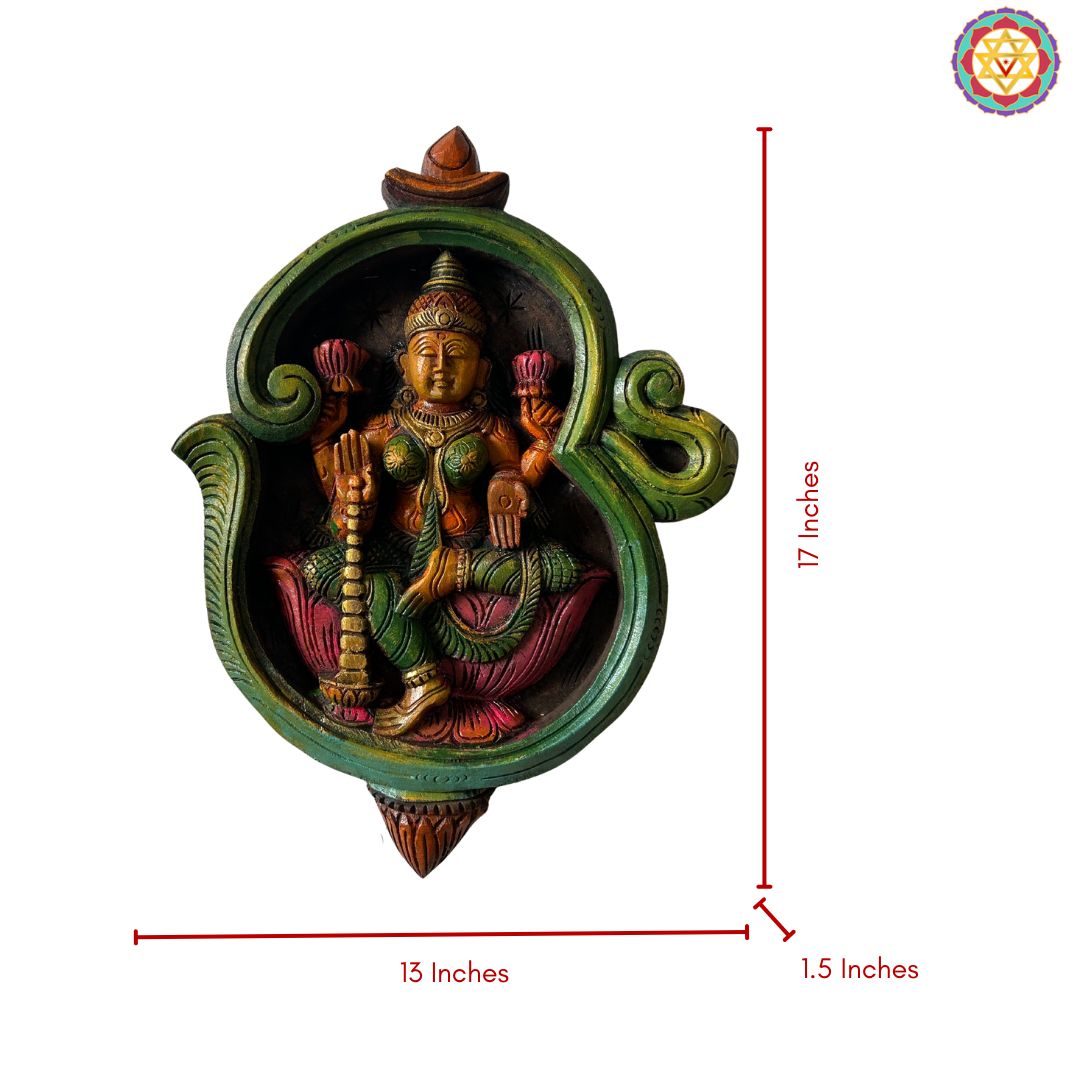 dhanlaxmi om frame detailed floral and lotus carving