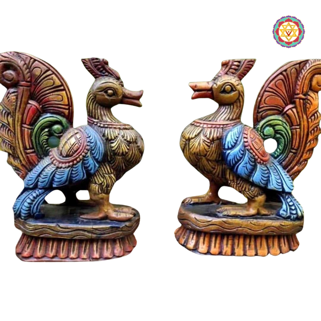 Standing Swan /Bird Hamsa (Annapakshi) Wooden Sculpture - Single