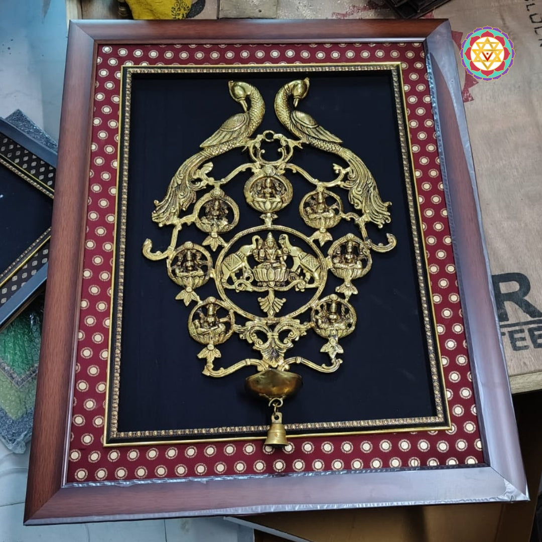 Brass wall hanging with eight forms of Goddess Lakshmi