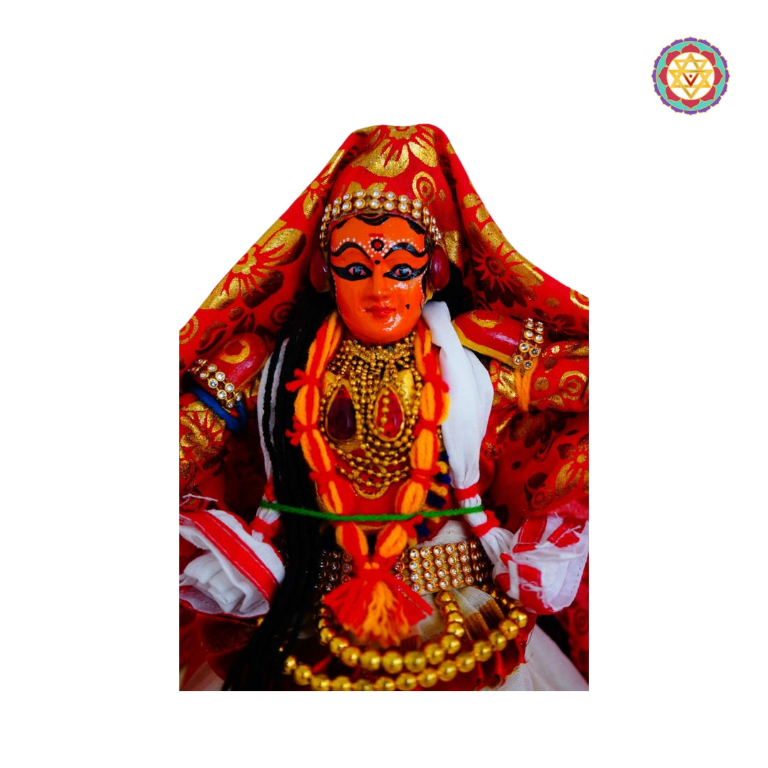 miniature kathakali figurine rukmini character with silk costume