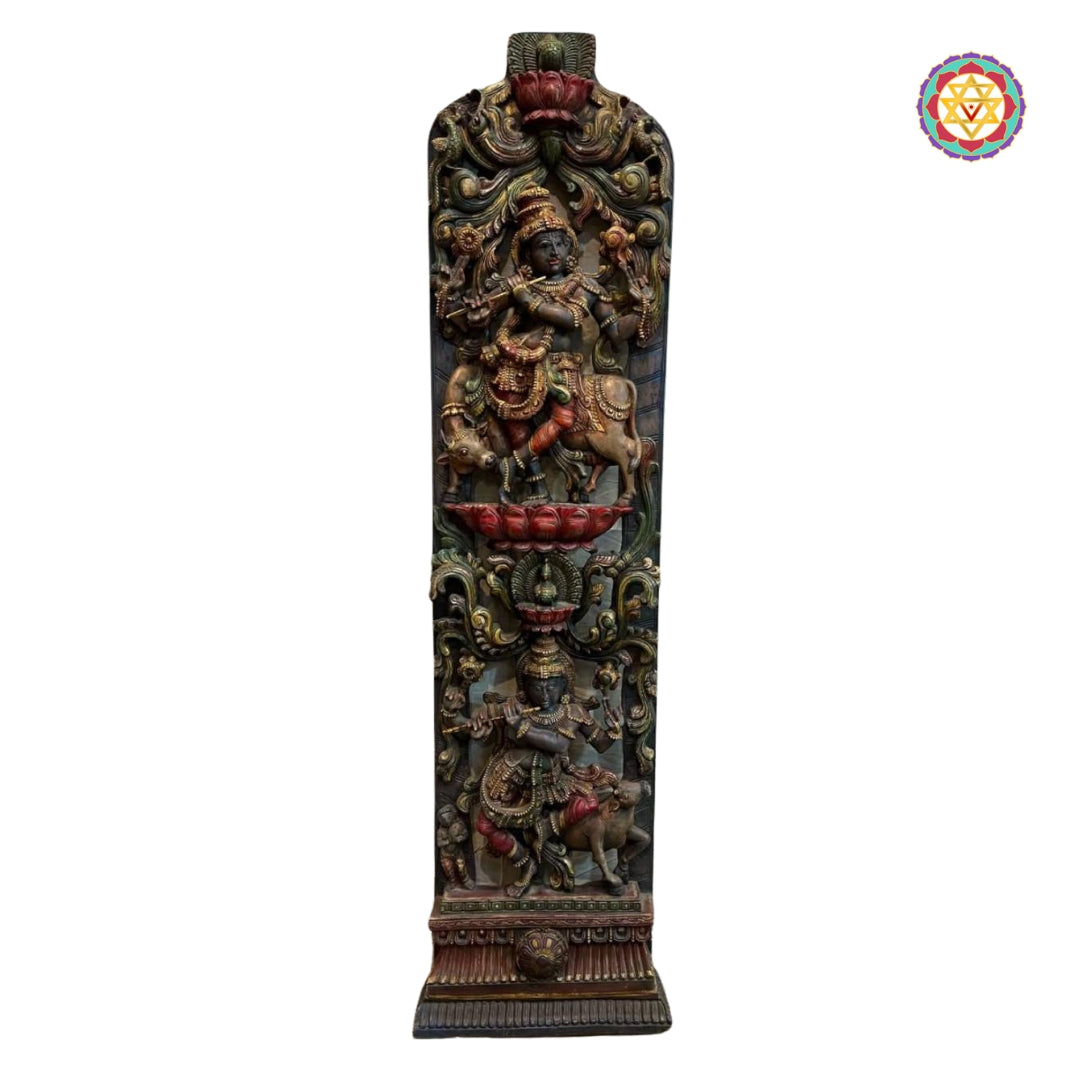 Full front view of Krishna Leelas panel – 6 feet tall