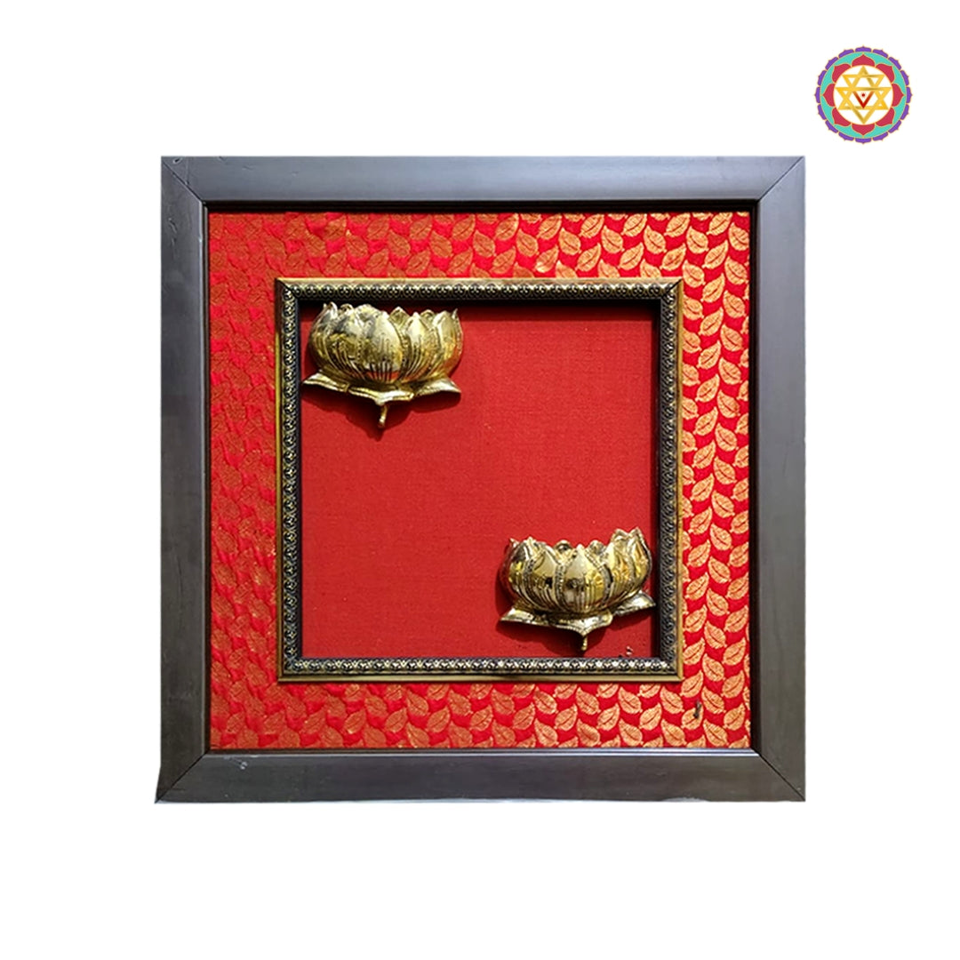Traditional brass wall frame featuring twin lotus flowers