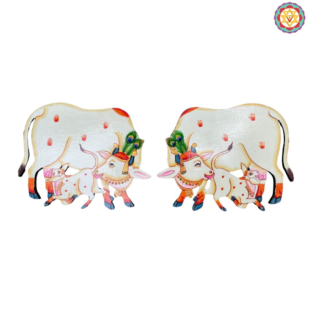 pichwai cow and calf side view traditional pichwai art